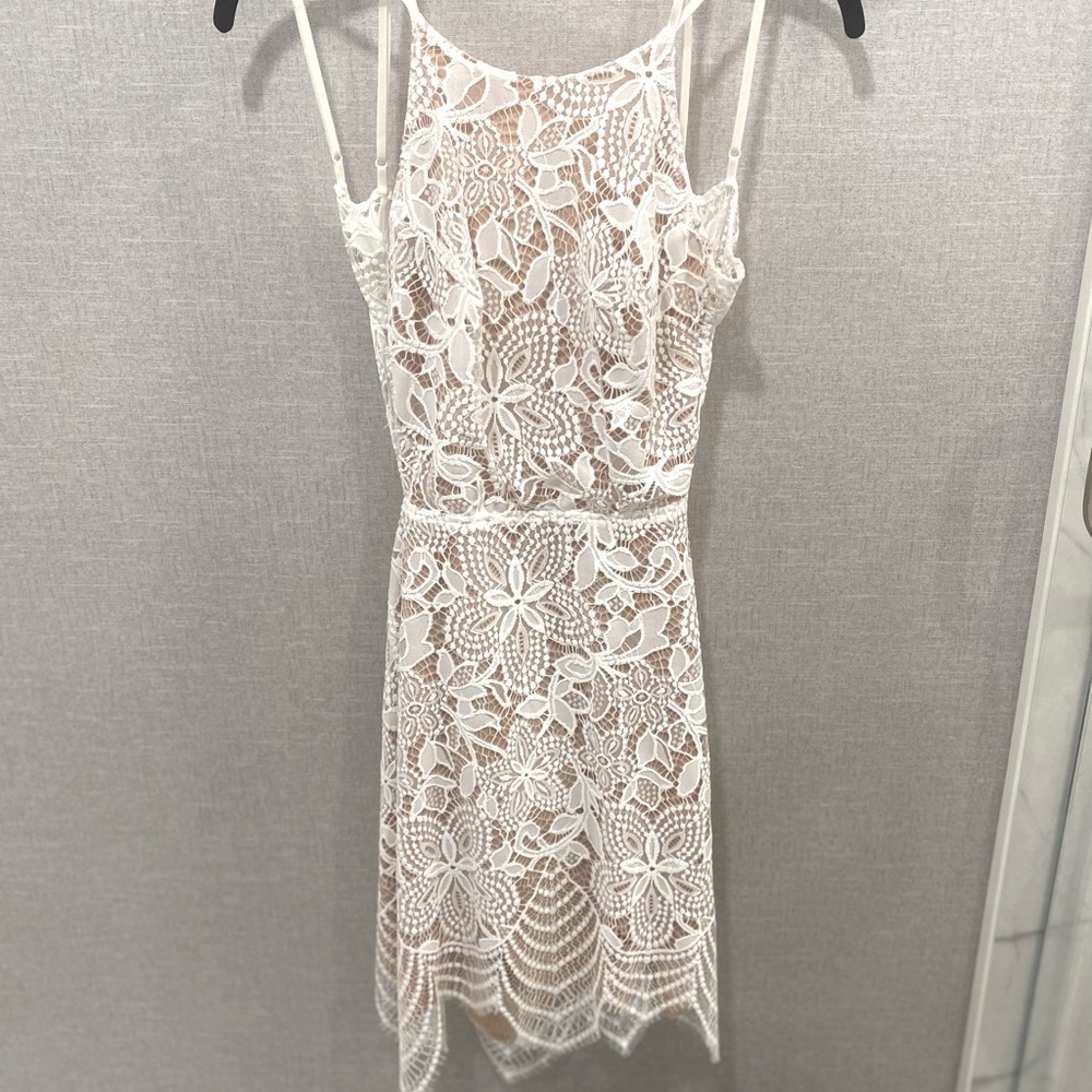 For Love & Lemons White and Nude Lace Dress